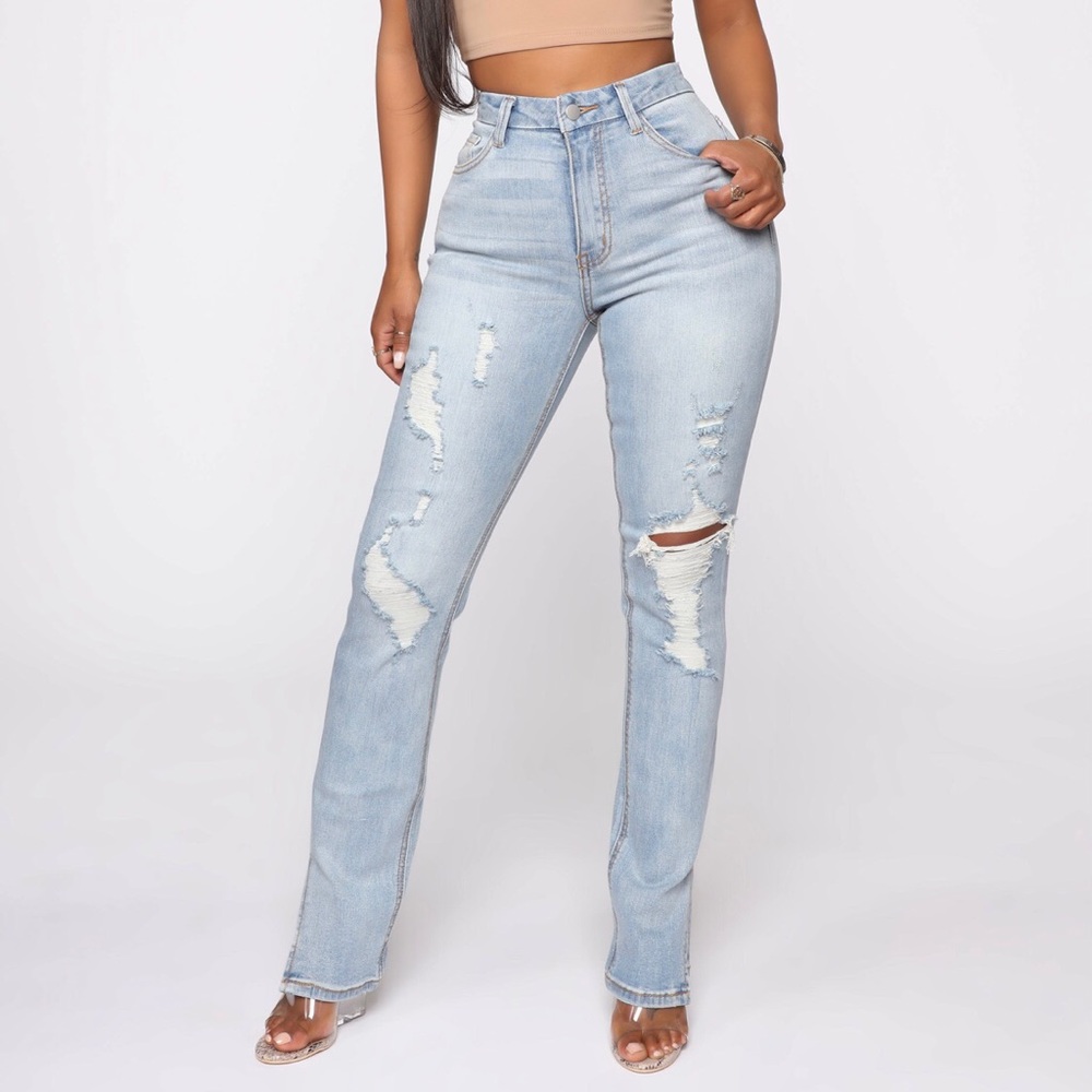 Side slit jeans